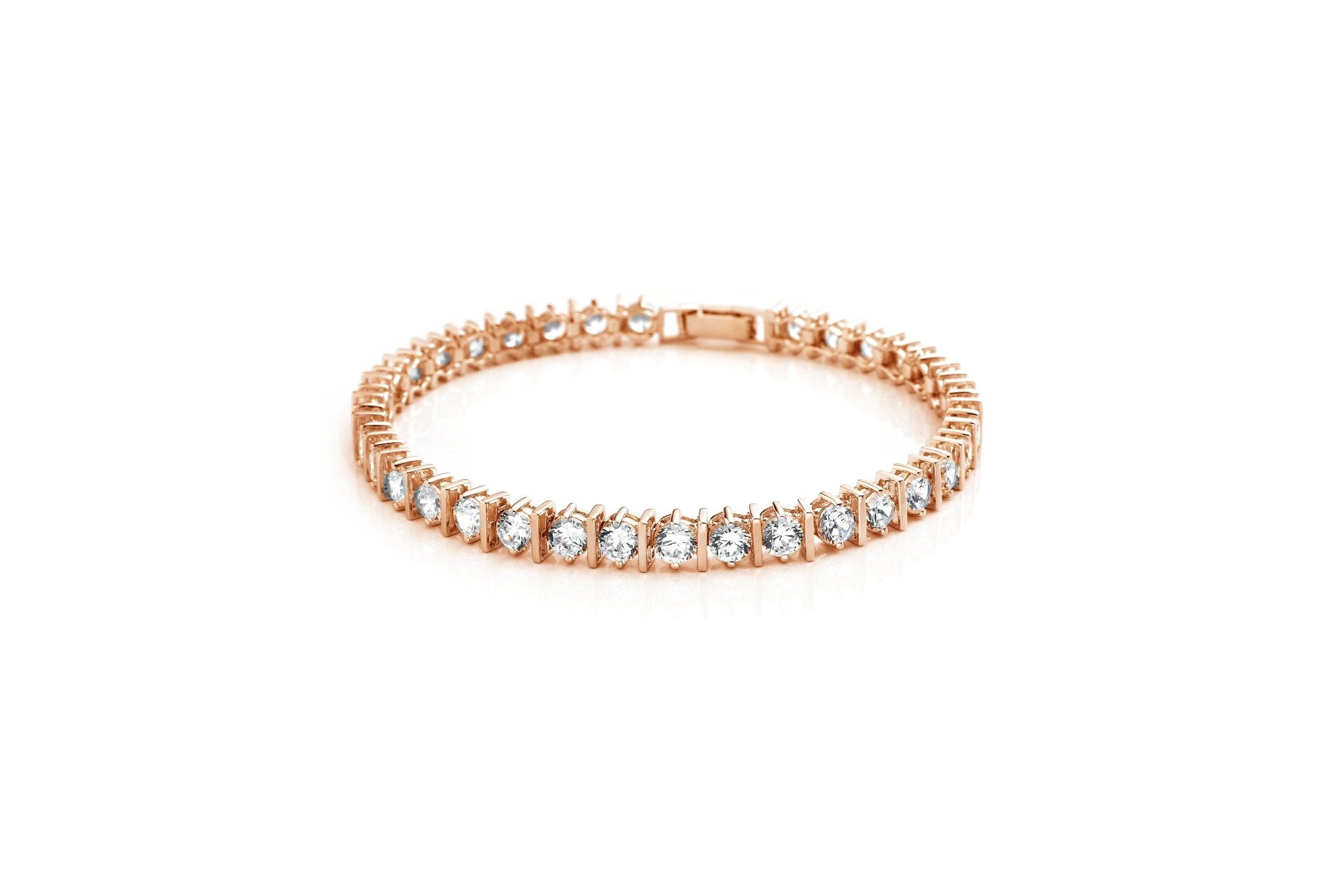 Classic Bar Tennis Bracelet Finished in 18kt Rose Gold - CRISLU