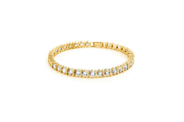 Classic Bar Tennis Bracelet Finished in 18kt Yellow Gold - CRISLU