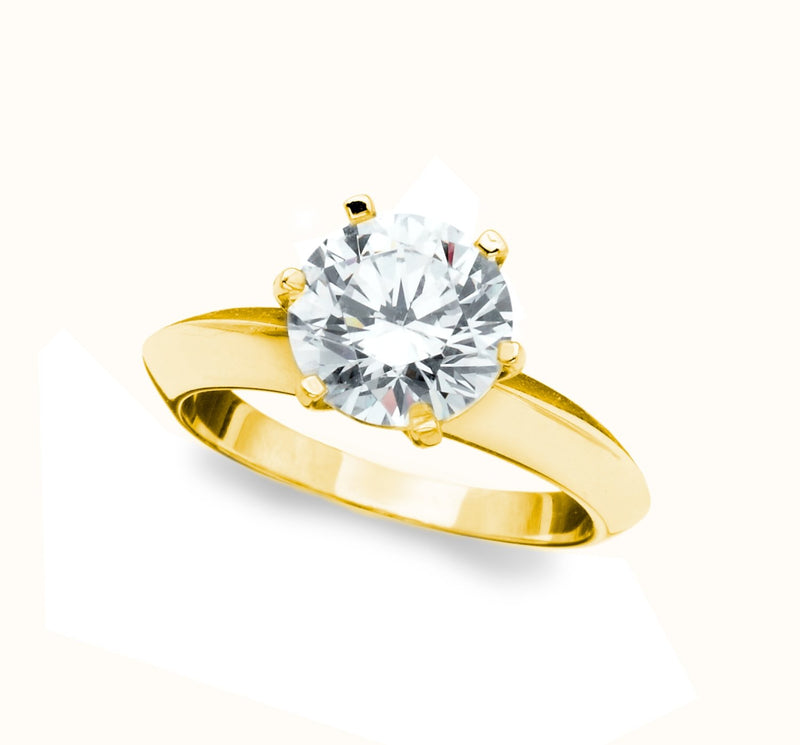 Classic Brilliant Solitaire Ring Finished in 18kt Yellow Gold - CRISLU