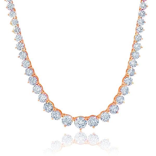 Classic Graduated Tennis Necklace Finished in 18kt Rose Gold - CRISLU