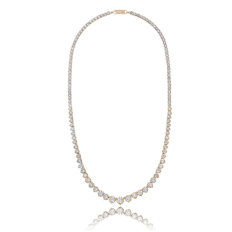 Classic Graduated Tennis Necklace Finished in 18kt Rose Gold - CRISLU