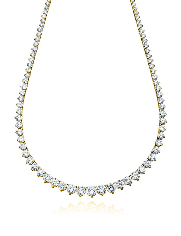 Classic Graduated Tennis Necklace Finished in 18kt Yellow Gold - CRISLU