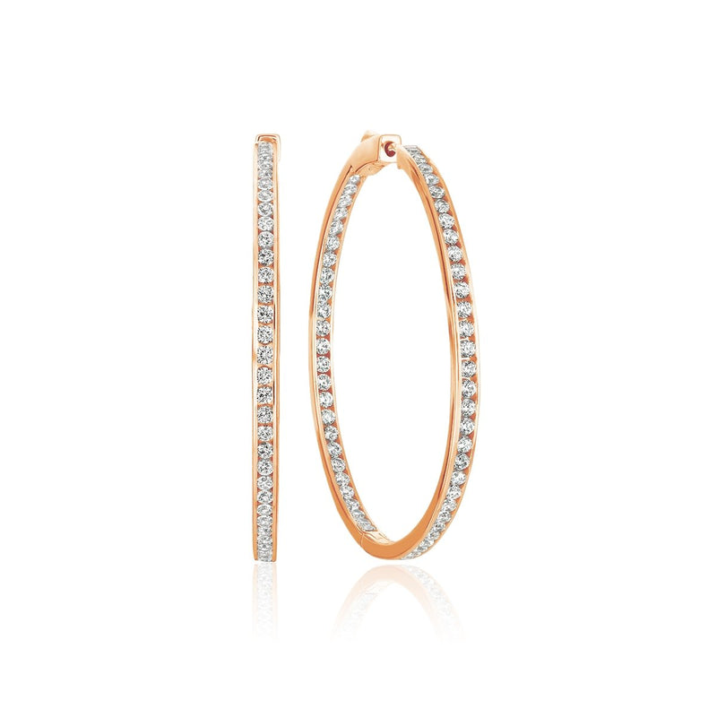 Classic Inside Out Hoop Earrings Finished in 18kt Rose Gold - 1.5" diameter - CRISLU