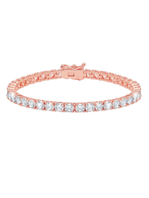 Classic Large Brilliant Tennis Bracelet Finished in 18kt Rose Gold - CRISLU