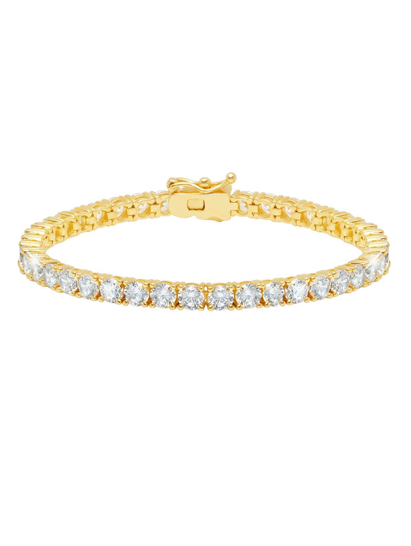 Classic Large Brilliant Tennis Bracelet Finished in 18kt Yellow Gold - CRISLU