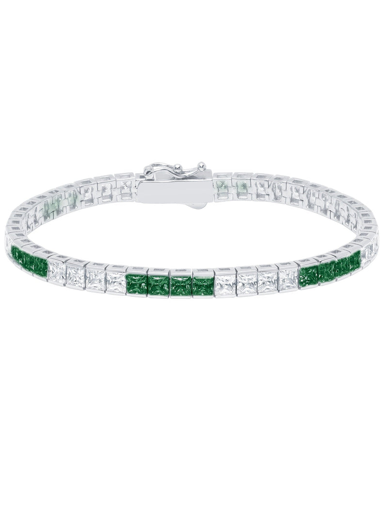 Classic Large Princess Tennis Bracelet Finished in Pure Platinum - CRISLU