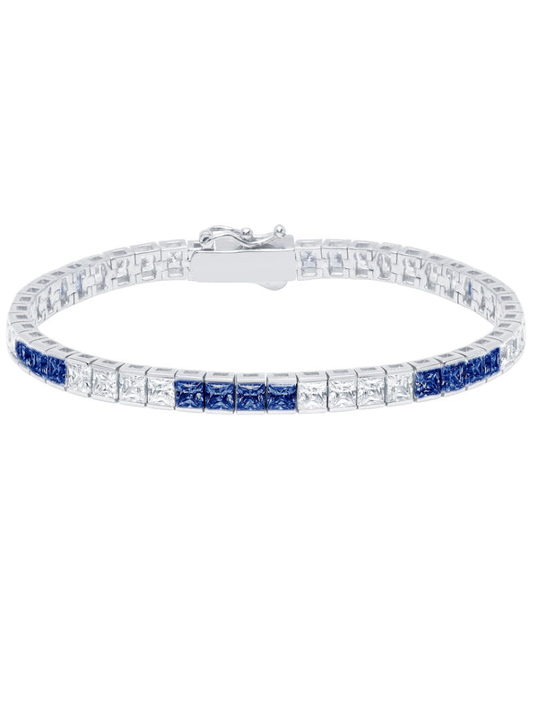 Classic Large Princess Tennis Bracelet Finished in Pure Platinum - CRISLU