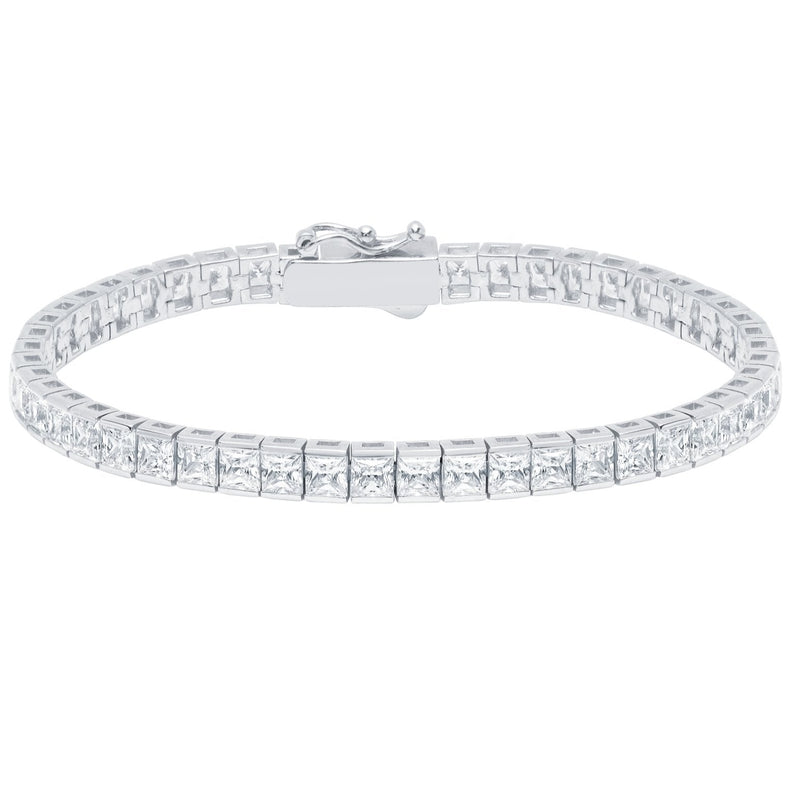 Classic Large Princess Tennis Bracelet Finished in Pure Platinum - CRISLU