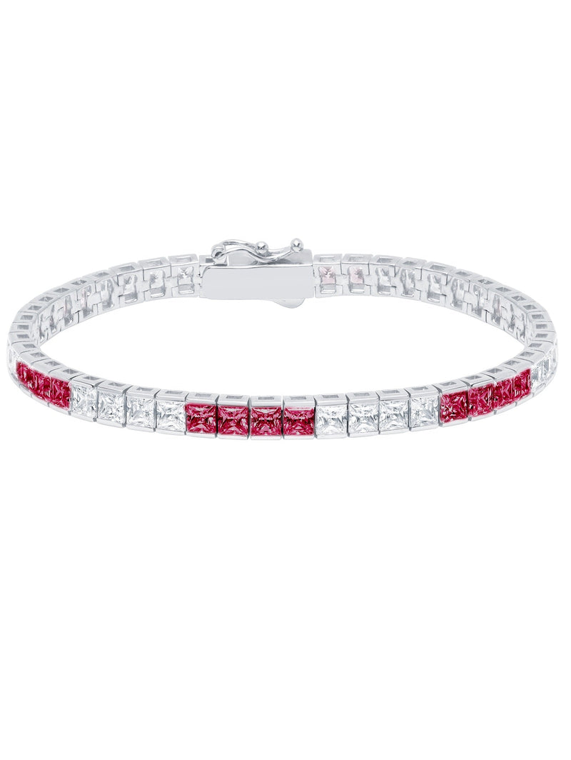 Classic Large Princess Tennis Bracelet Finished in Pure Platinum - CRISLU