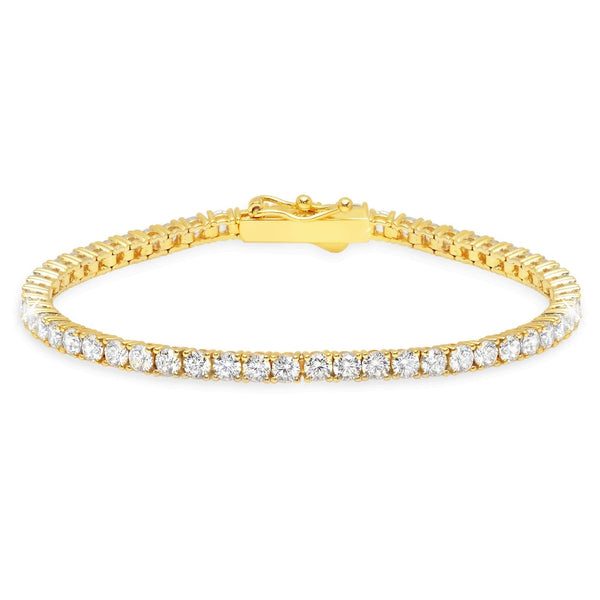 Classic Medium Brilliant Tennis Bracelet Finished in 18kt Yellow Gold - CRISLU