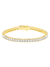 Classic Medium Princess Tennis Bracelet Finished in 18kt Yellow Gold - CRISLU