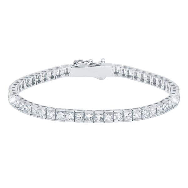 Classic Medium Princess Tennis Bracelet Finished in Pure Platinum - CRISLU