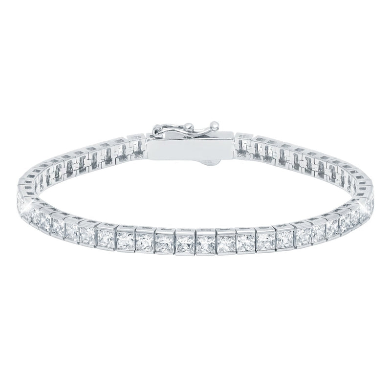 Classic Medium Princess Tennis Bracelet Finished in Pure Platinum - CRISLU