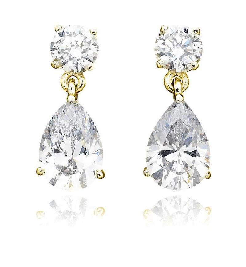 Classic Pear Drop Earrings 3.0 Cttw Finished in 18kt Yellow Gold - CRISLU