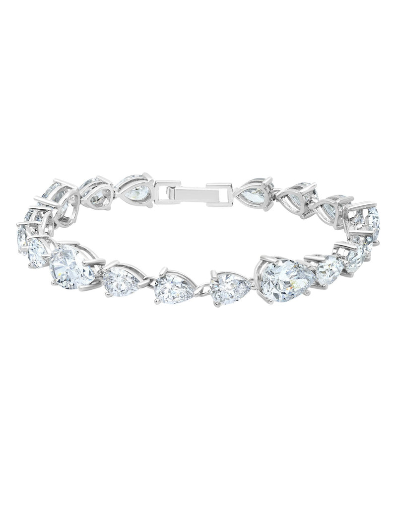 Classic Pear Tennis Bracelet Finished in Pure Platinum - CRISLU