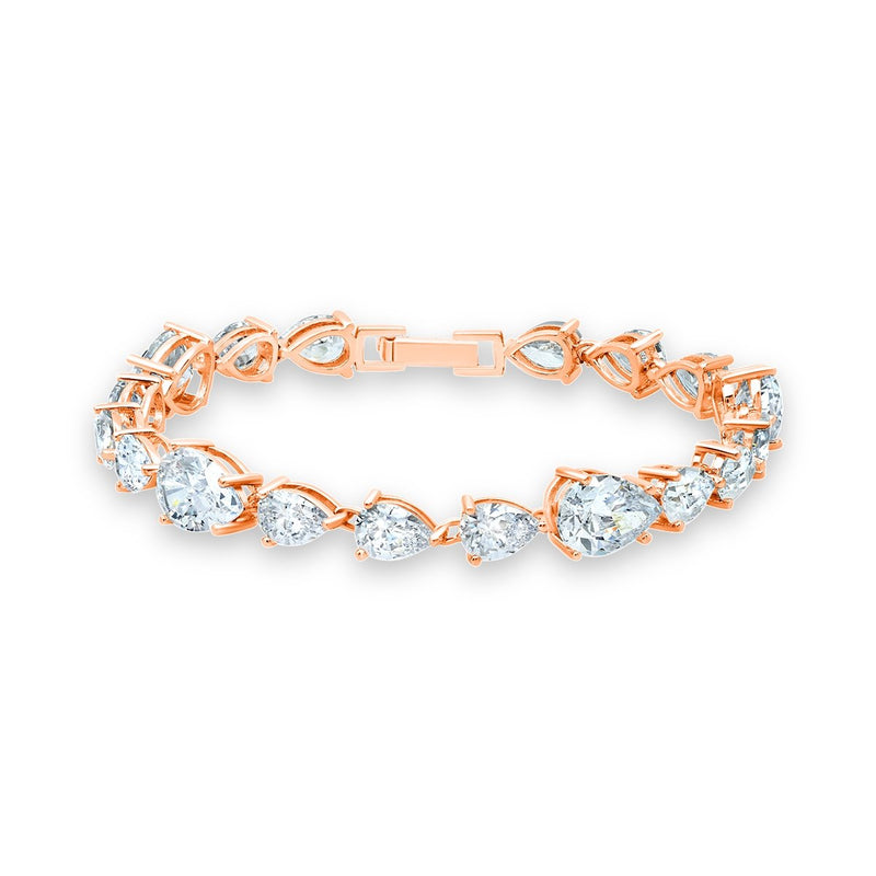 Classic Pear Tennis Bracelet Finished in Rose Gold - CRISLU