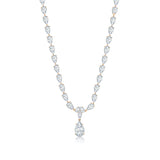 Classic Pear Tennis Necklace Finished in Rose Gold - CRISLU