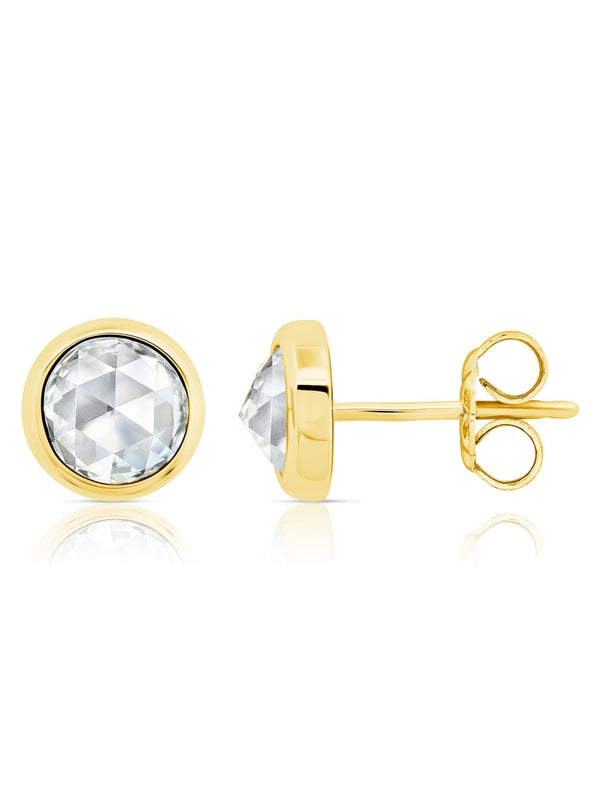 Classic Rosecut Brilliant Stud Earrings In 18kt Yellow Gold - CRISLU