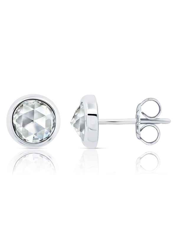 Classic Rosecut Brilliant Stud Earrings In Pure Platinum - CRISLU