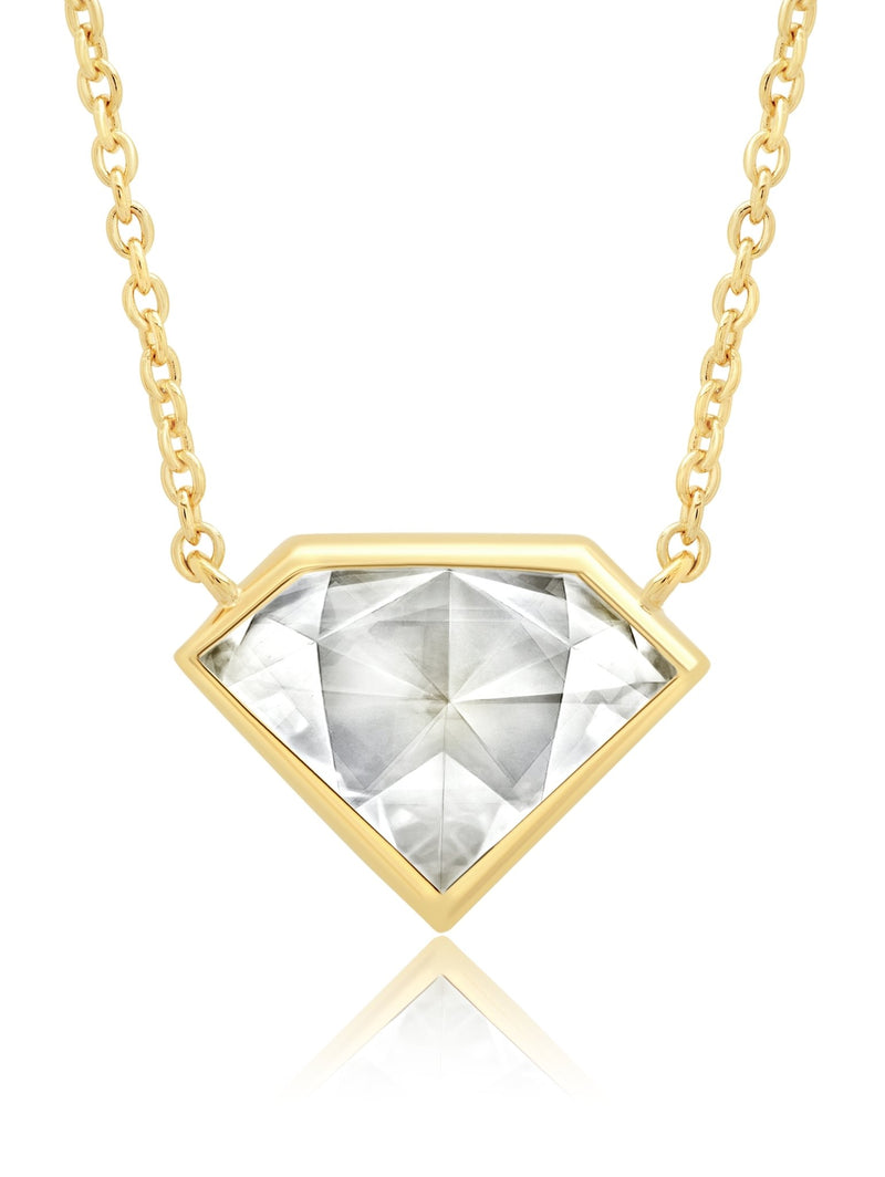 Classic Rosecut Diamond shape 16"+2" Adjustable Necklace In 18kt Yellow Gold - CRISLU