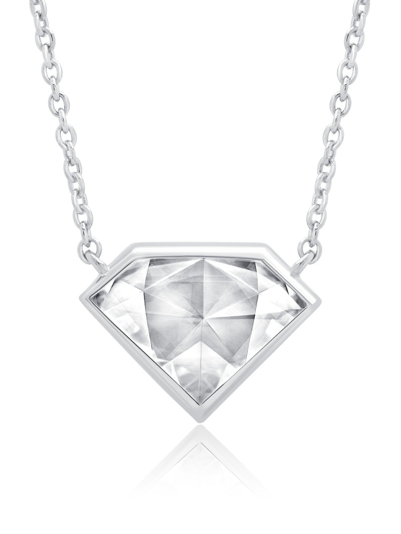 Classic Rosecut Diamond shape 16"+2" Adjustable Necklace In Pure Platinum - CRISLU