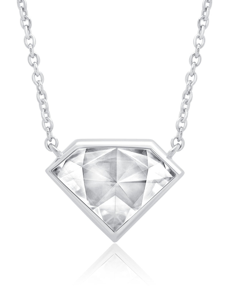 Classic Rosecut Diamond shape 16"+2" Adjustable Necklace In Pure Platinum - CRISLU