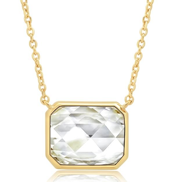 Classic Rosecut Hexagon 16"+2" Adjustable Necklace In 18kt Yellow Gold - CRISLU