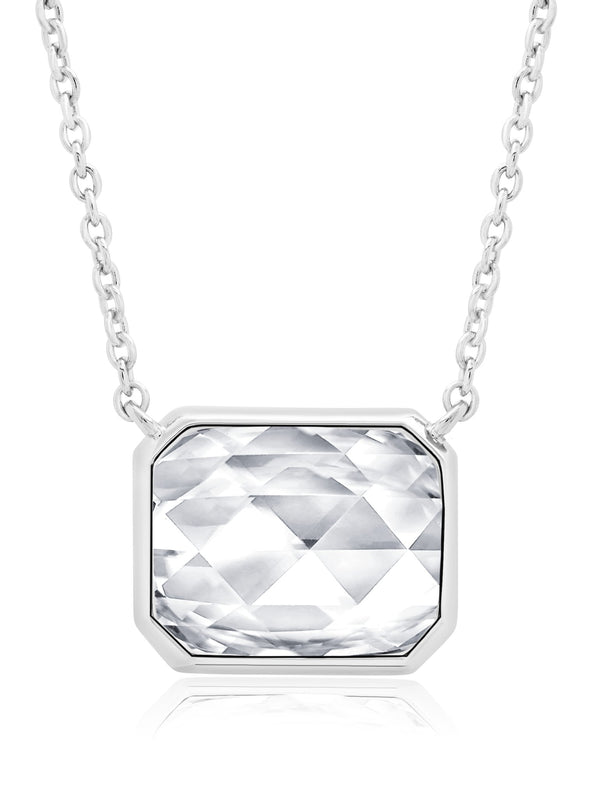 Classic Rosecut Hexagon 16"+2" Adjustable Necklace In Pure Platinum - CRISLU