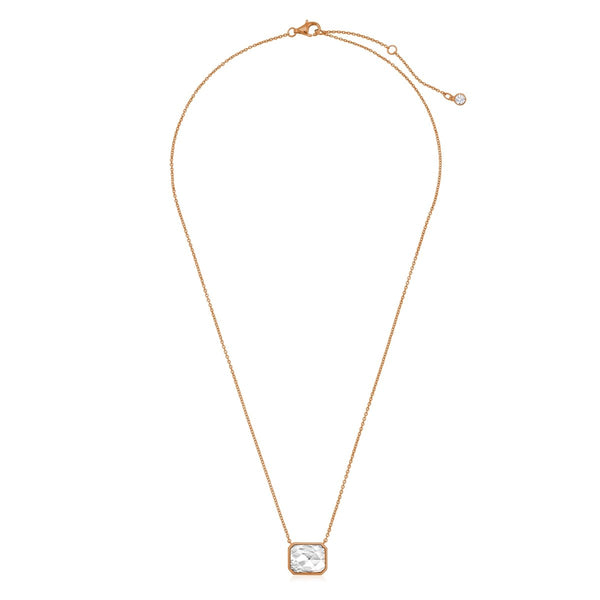 Classic Rosecut Hexagon 16"+2" Adjustable Necklace In Rose Gold - CRISLU