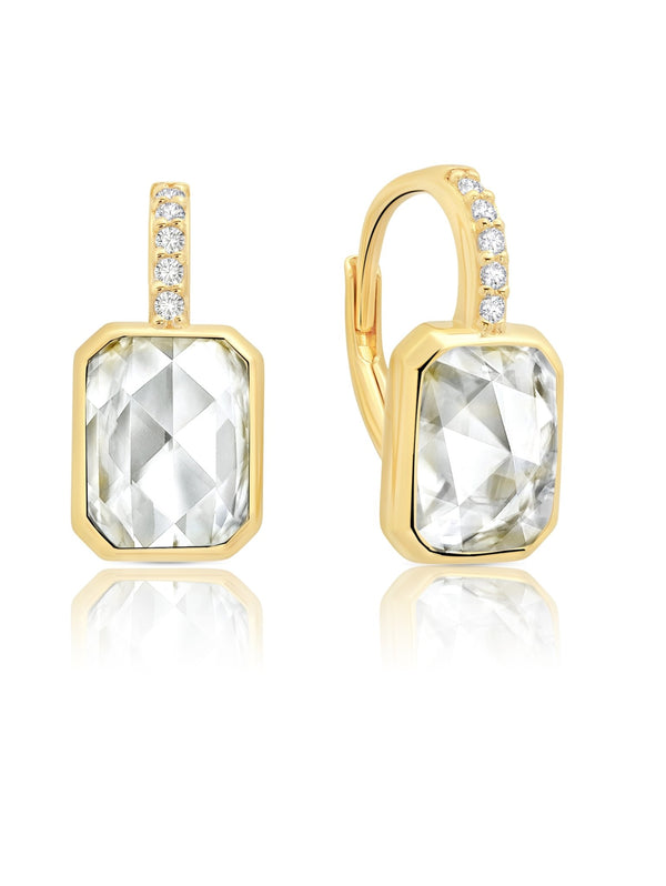 Classic Rosecut Hexagon Leverback Drop Earrings In 18kt Yellow Gold - CRISLU