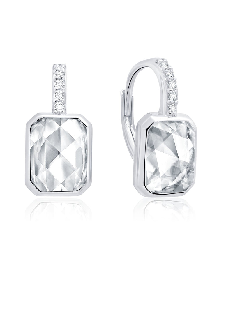 Classic Rosecut Hexagon Leverback Drop Earrings In Pure Platinum - CRISLU