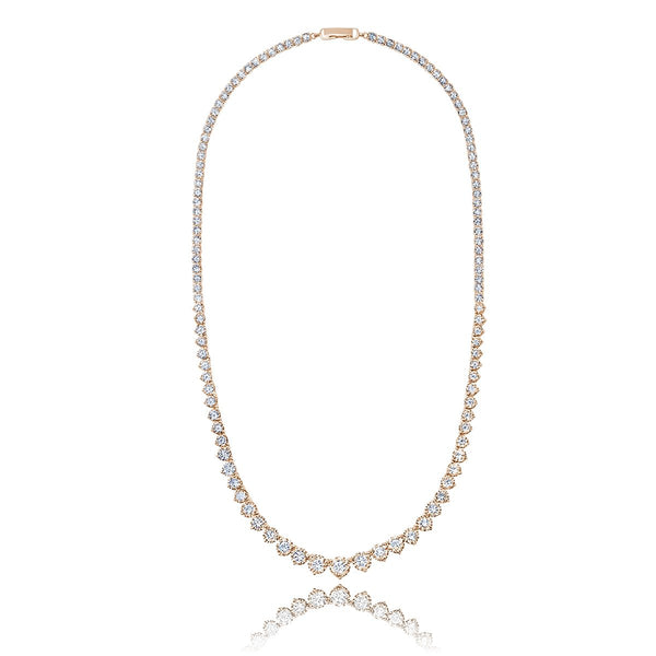Classic Small Graduated Tennis Necklace Finished in 18kt Rose Gold - CRISLU