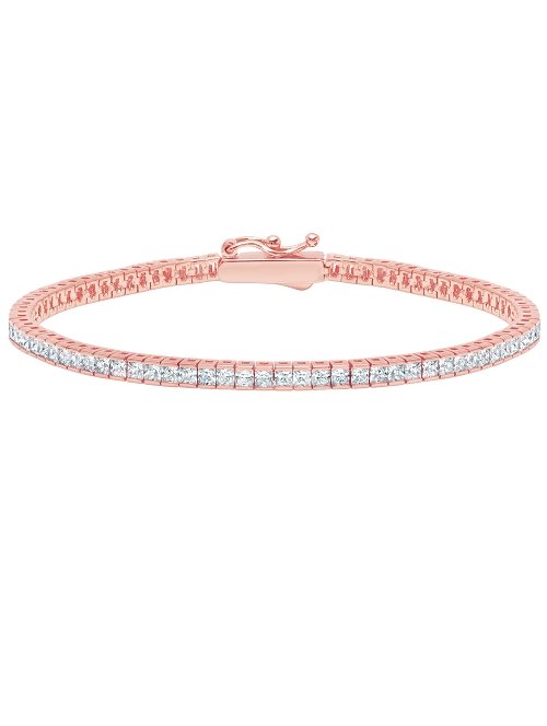 Classic Small Princess Tennis Bracelet Finished in 18kt Rose Gold - CRISLU