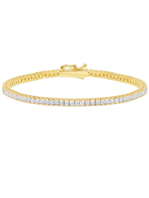 Classic Small Princess Tennis Bracelet Finished in 18kt Yellow Gold - CRISLU