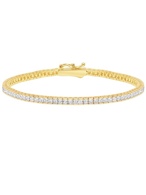 Classic Small Princess Tennis Bracelet Finished in 18kt Yellow Gold - CRISLU