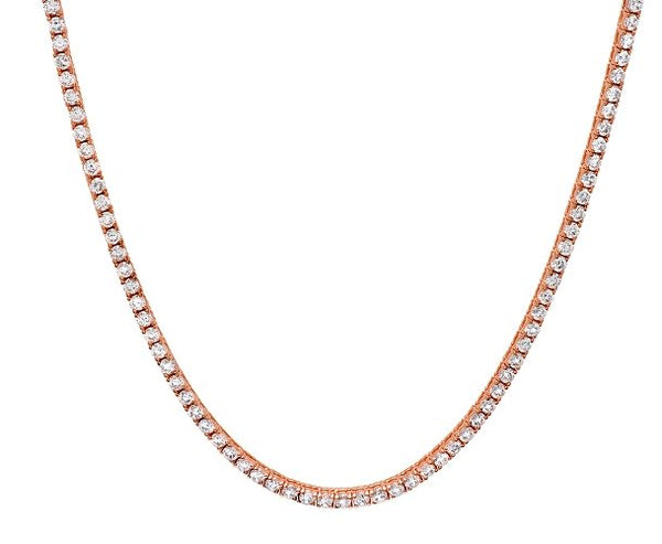 Classic Tennis Necklace Finished in 18kt Rose Gold - 16" - CRISLU