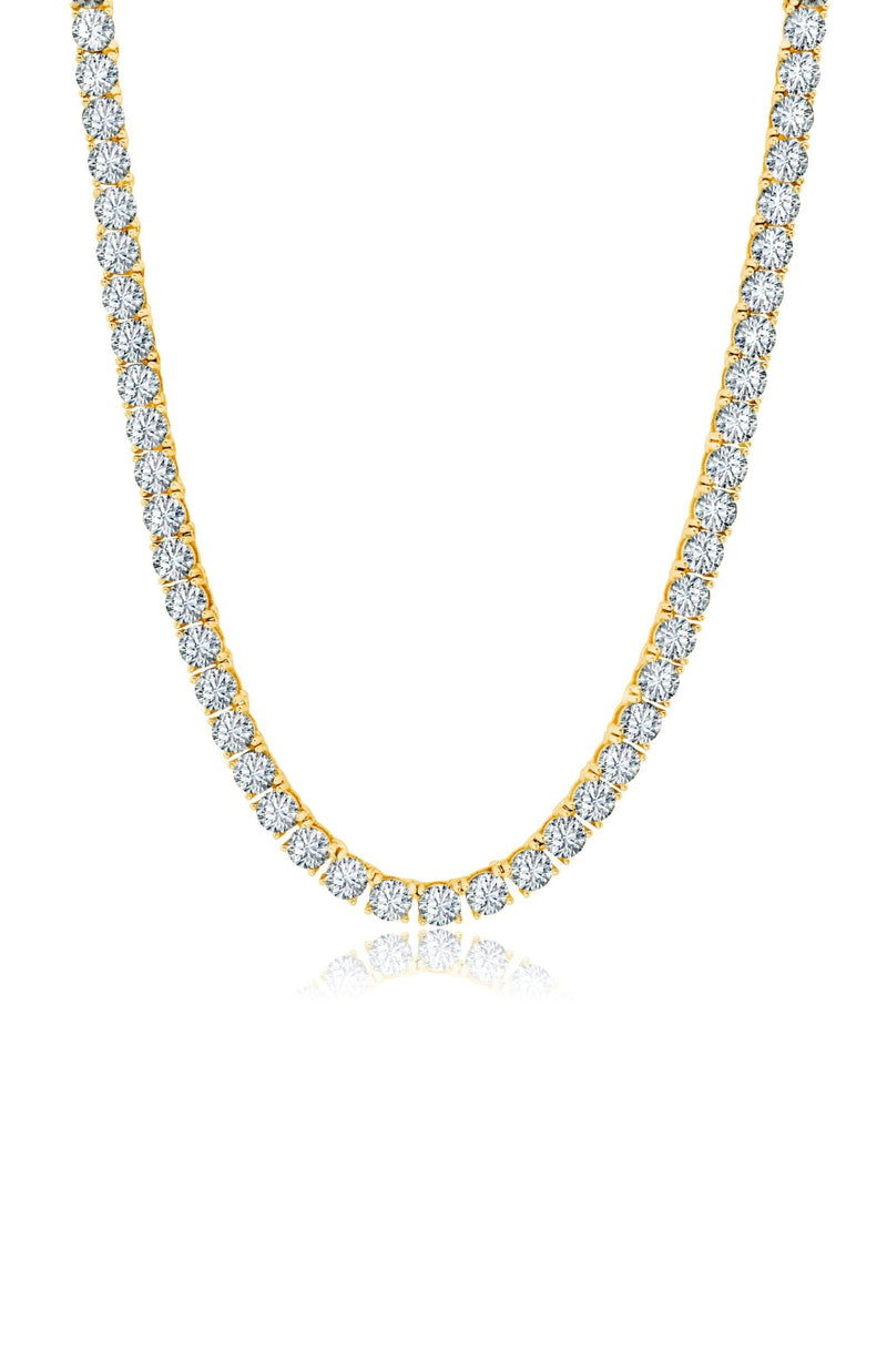 Classic Tennis Necklace Finished in 18kt Yellow Gold - 16" - CRISLU