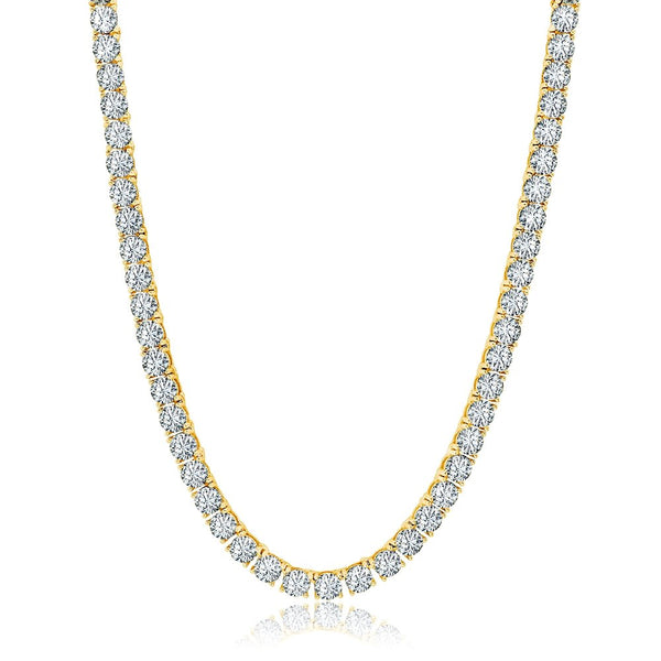 Classic Tennis Necklace Finished in 18kt Yellow Gold - 18" - CRISLU