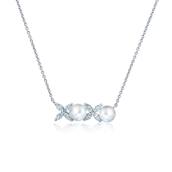 Clear And White Pearl Xoxo Love Necklaces - CRISLU