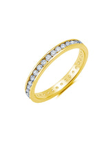 Clear Hand Set Cubic Zirconia Eternity Band Engagement Ring Finished In 18kt Yellow Gold - CRISLU