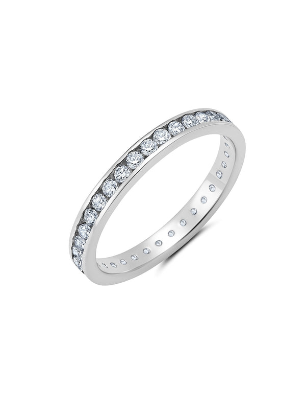 Clear Hand Set Cubic Zirconia Eternity Band Engagement Ring Finished In Pure Platinum - CRISLU