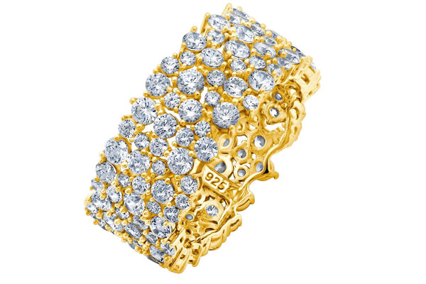 Cluster Large Eternity Ring Finished in 18kt Yellow Gold - CRISLU