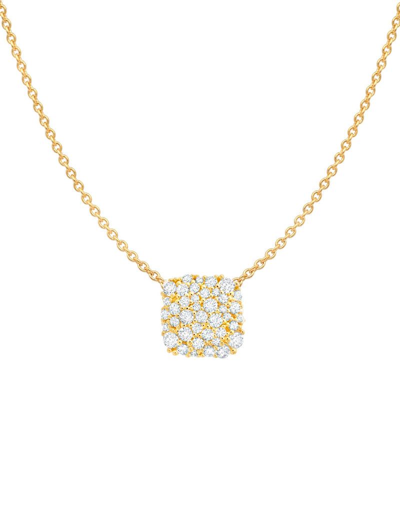 Cushion Cut Glisten Necklace Finished in 18kt Yellow Gold - CRISLU