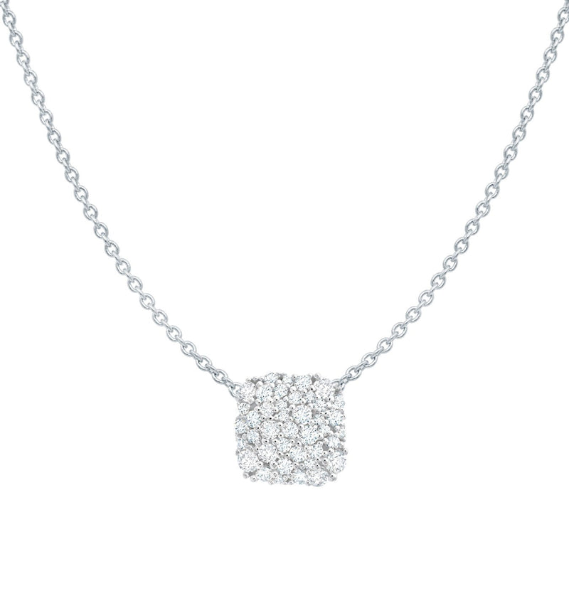 Cushion Cut Glisten Necklace Finished in Pure Platinum - CRISLU