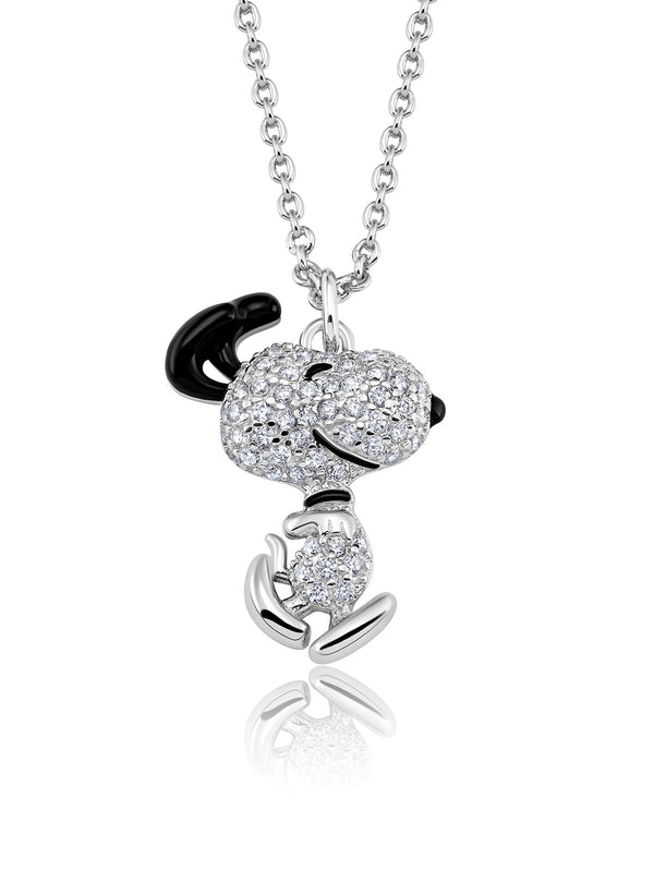 Dancing Snoopy Brass Necklace Finished in Pure Platinum - CRISLU