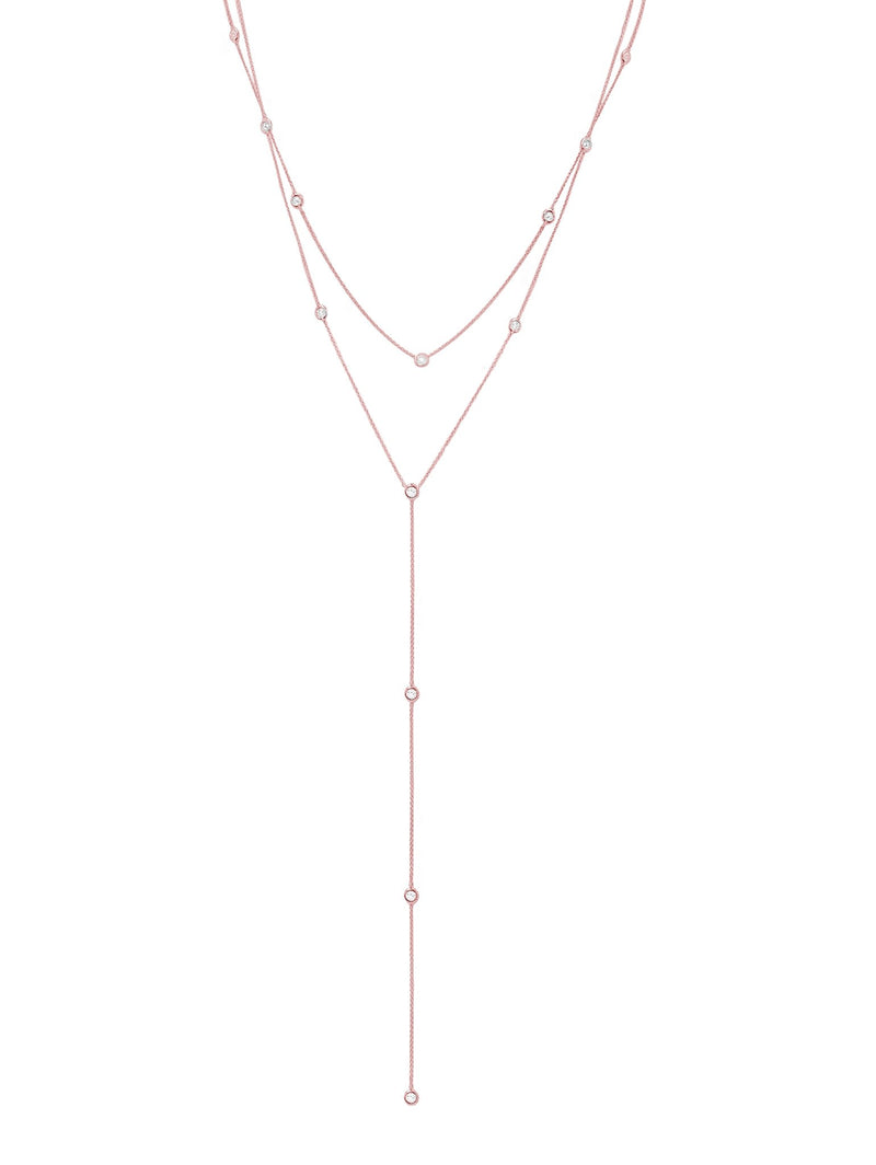 DBY Layered "Y" 28in Necklace Finished in 18kt Rose Gold - CRISLU