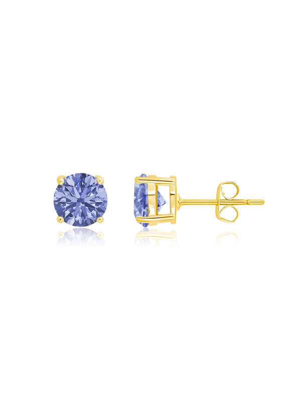 December Birthstone Stud Earrings in 18kt Yellow Gold Finish - CRISLU