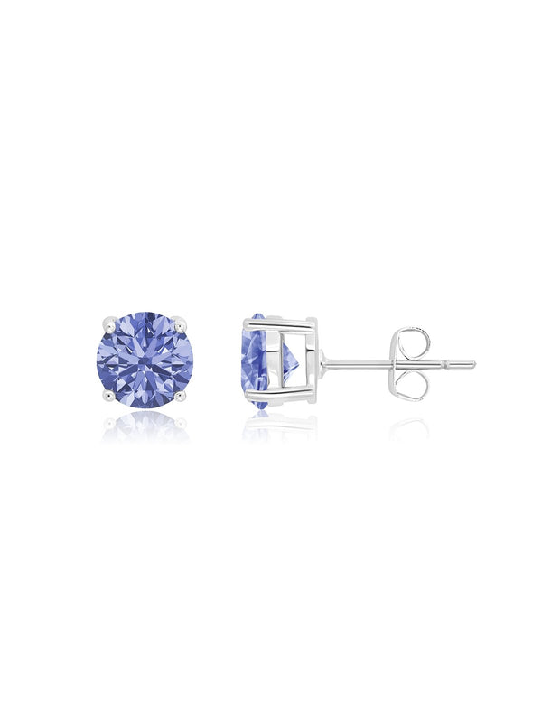 December Birthstone Stud Earrings in Platinum Finish - CRISLU