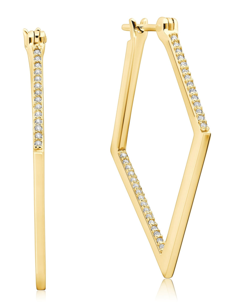 Diamond Shape Pave Hoop Earrings In 18kt Yellow Gold - CRISLU