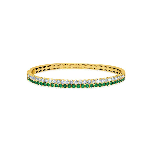 Double Row Clear And Emerald Color Round Cut 7'' Tennis Bracelet - CRISLU